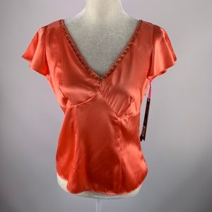 NWT Pierre Cardin Small Blouse Coral 27D217